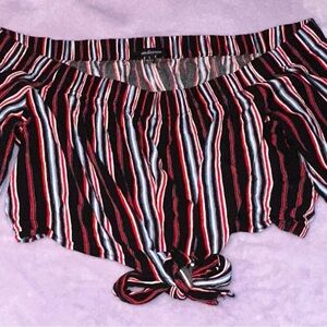 Ambiance Multicolor Striped Off-Shoulder Top